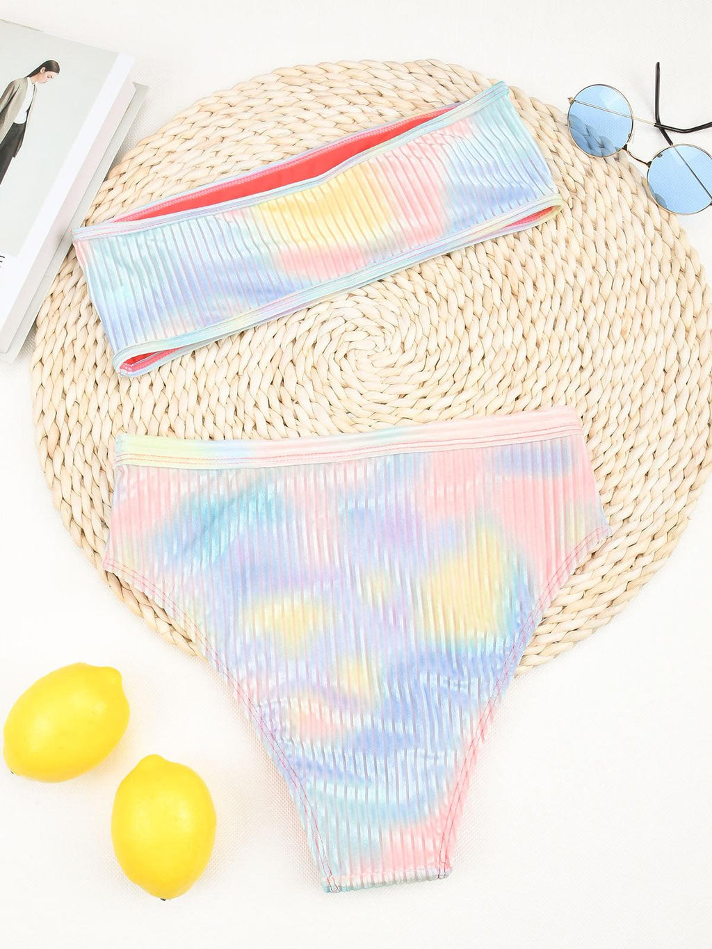 High Waist Bikinis Women Swimsuit Women High Waist Bikini Set Sports Bright Color Swimsuit Scoop Neck Cute Bathing Suit Swimwear Female Push Up Bikini Set Bathing Suit For Women