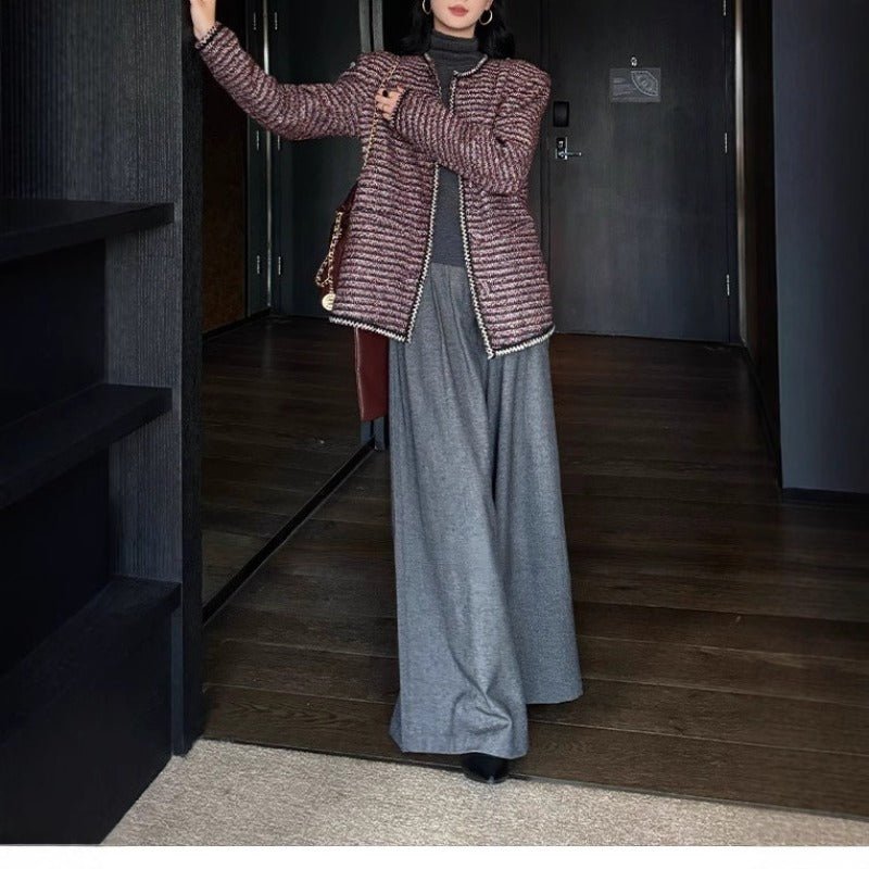 High Waist Wide Leg Trousers | Loose Fit Tailored Palazzo Pants(MS178)
