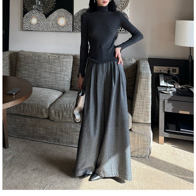 High Waist Wide Leg Trousers | Loose Fit Tailored Palazzo Pants(MS178)