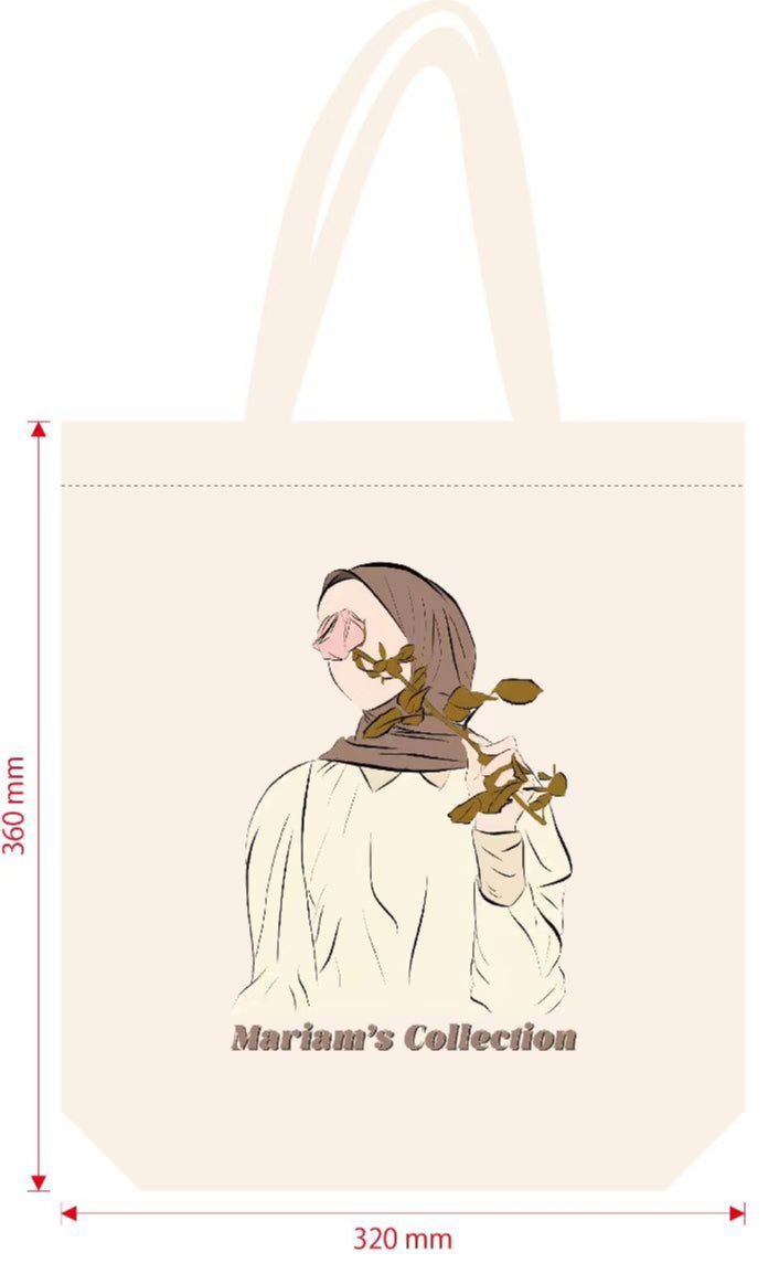Hijabi Illustrated Canvas Tote Bag – Mariam’s Collection（MAC235）