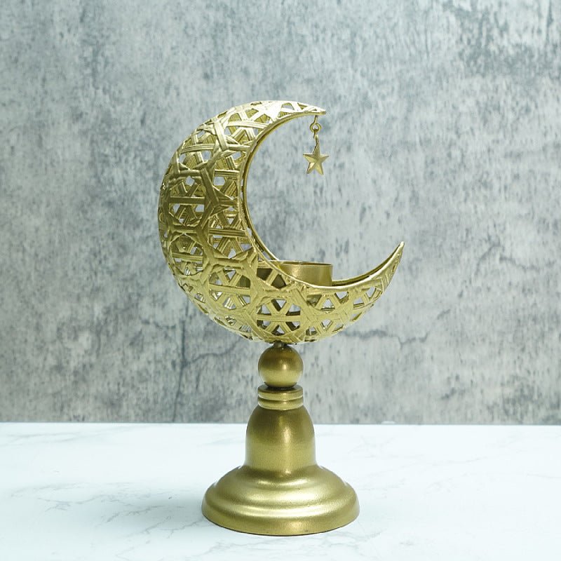 Hollow Moon Candle Holder – Iron Ramadan Decorative Accent (MAC379)