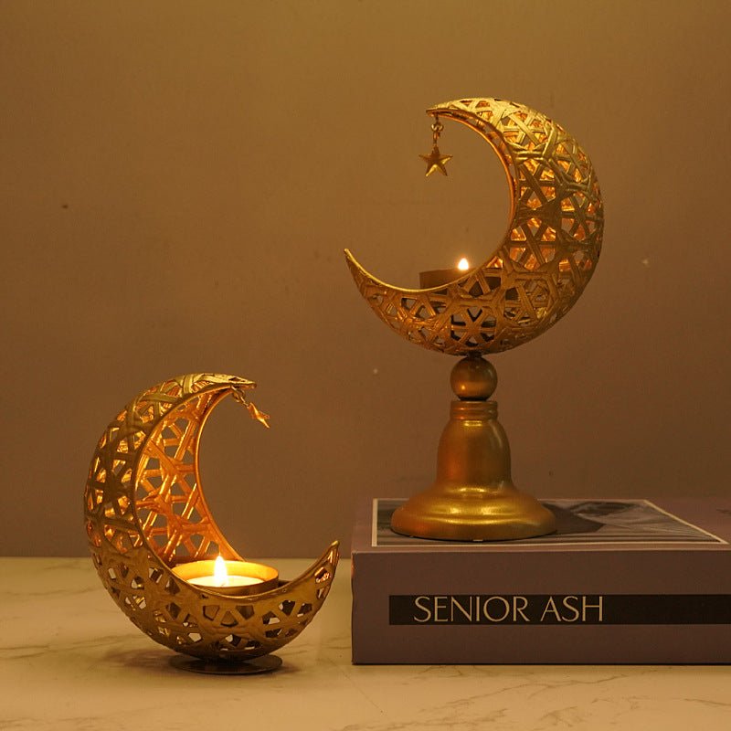 Hollow Moon Candle Holder – Iron Ramadan Decorative Accent (MAC379)