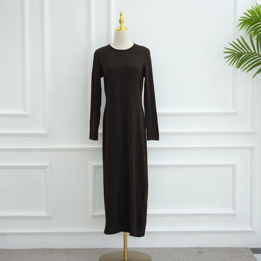 Hollow-Out Knit Open Abaya Cardigan with Waist Belt(MOA315)