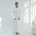 Hollow-Out Knit Open Abaya Cardigan with Waist Belt(MOA315)