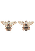 Rose Gold Bee Stud Earrings | Champagne Zirconia Insect Jewelry - Femstylo