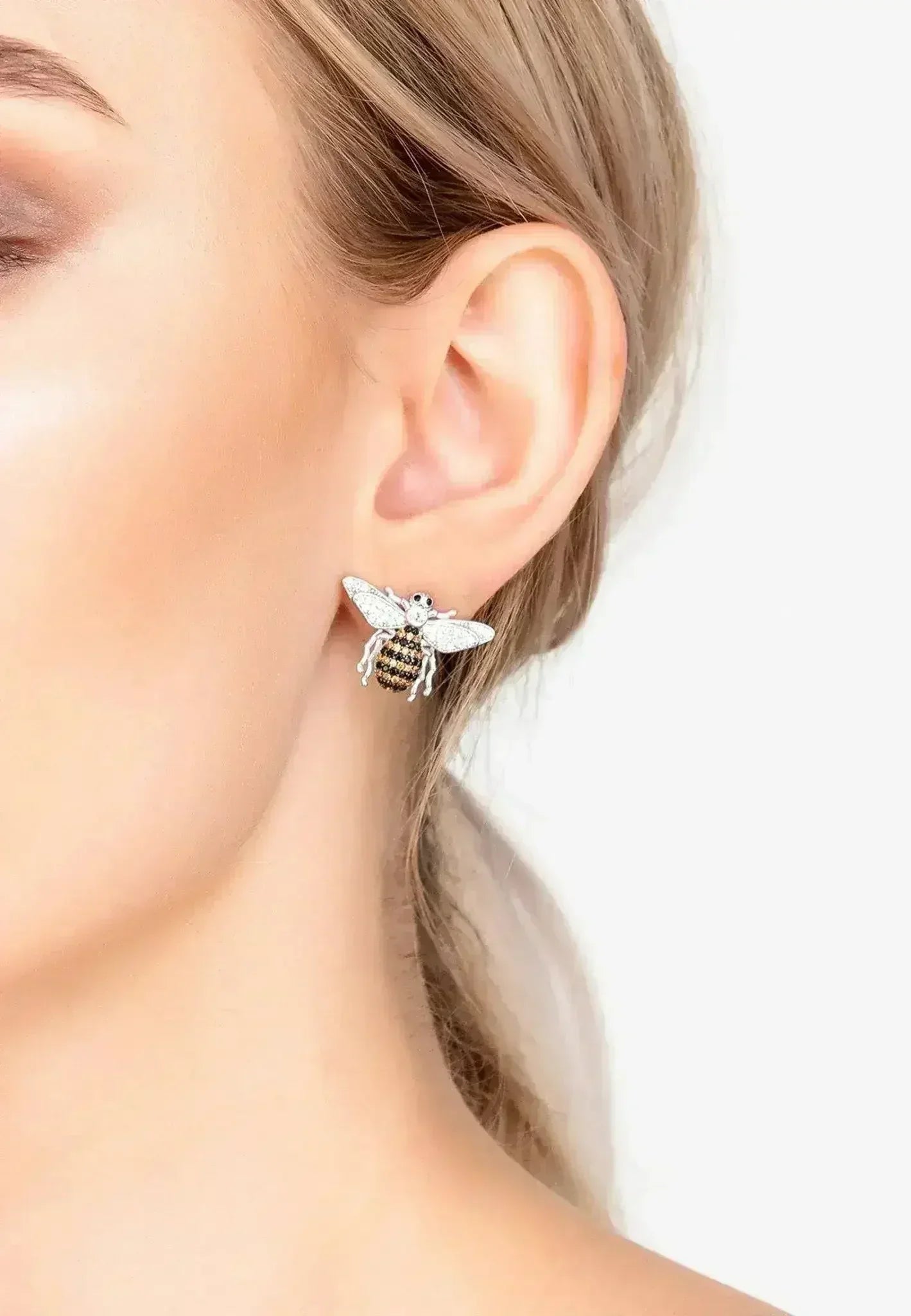 Honey Bee Stud Earrings | Sterling Silver Animal Jewelry - Femstylo