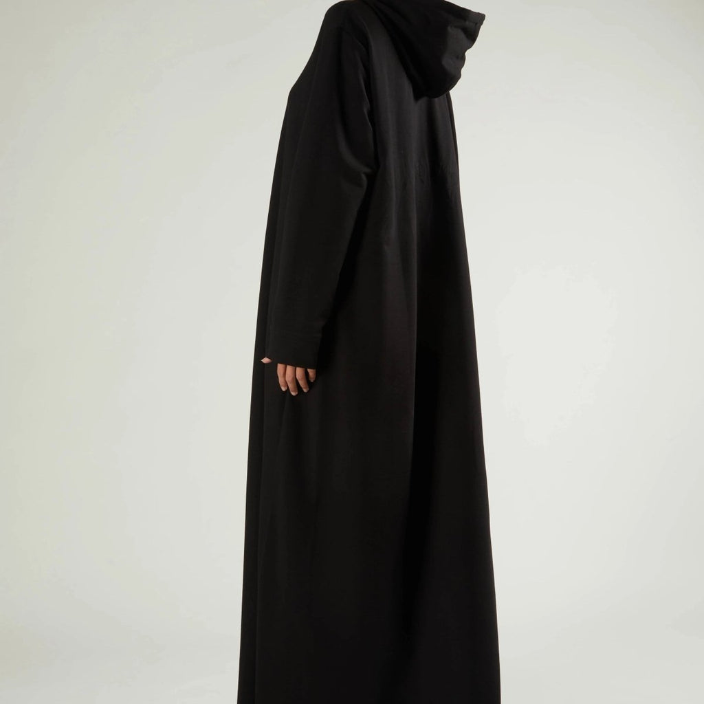 French Terry Hoodie Abaya With Pockets  (MA340)