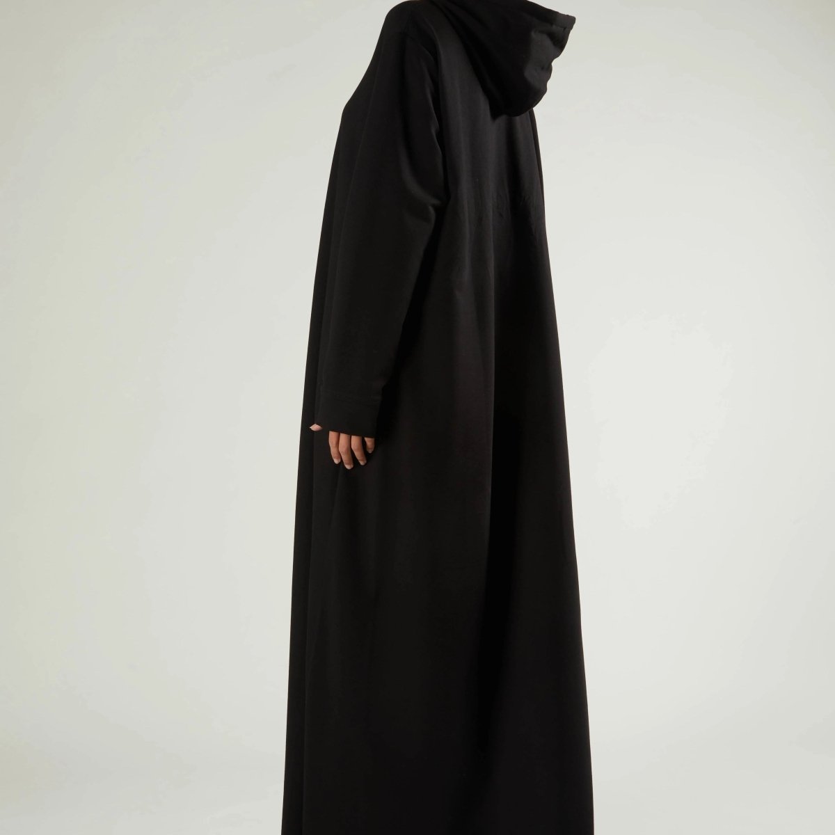 French Terry Hoodie Abaya With Pockets  (MA340)