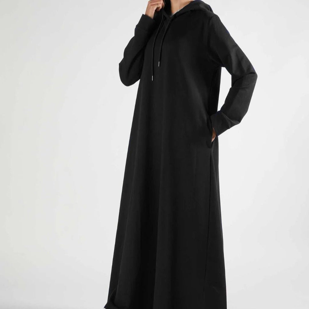 French Terry Hoodie Abaya With Pockets  (MA340)