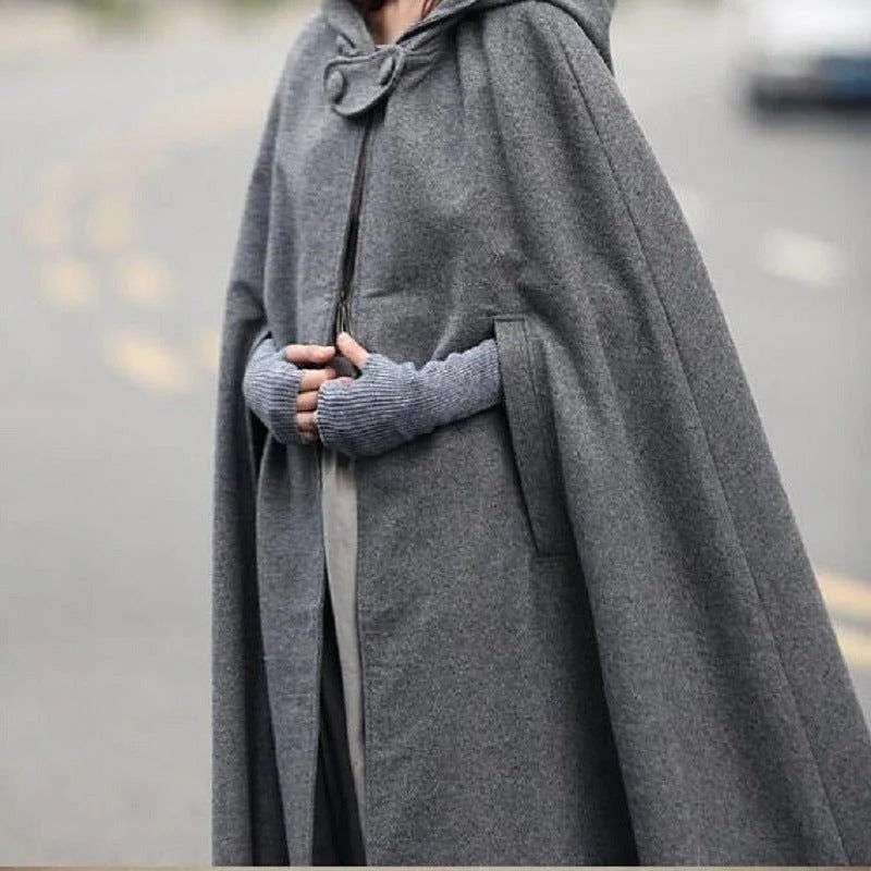 Hooded Shawl Extended Cape Coat | Versatile 5-Color Hooded Shawl Poncho (MOA088)