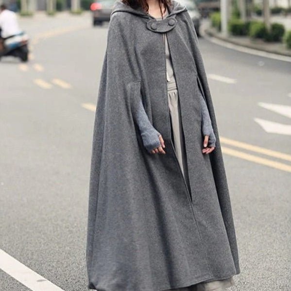 Hooded Shawl Extended Cape Coat | Versatile 5-Color Hooded Shawl Poncho (MOA088)