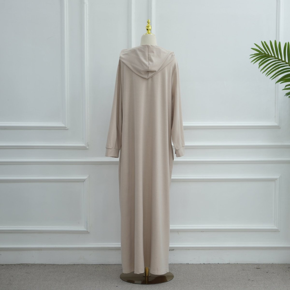 Hooded Zip-Front Abaya with Pockets (MA389)