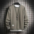 Hot New Spring Autumn Solid Color Casual Men Sweatshirts Men Fashion Mens Casual Sweatshirts Hoodie Men Two Pieces O-Neck Sweatshirt