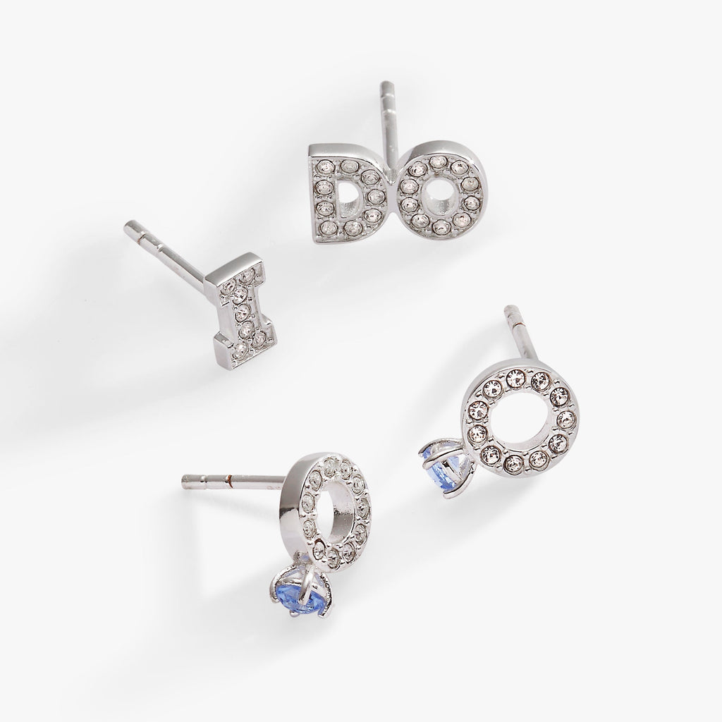 Bridal “I Do” Stud Earring Set of 2