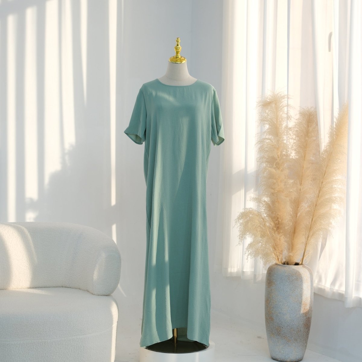 Ice Silk Crinkle Basic Dress(MA392)