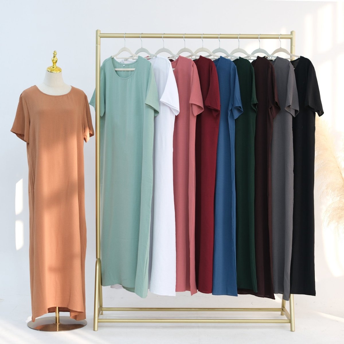 Ice Silk Crinkle Basic Dress(MA392)