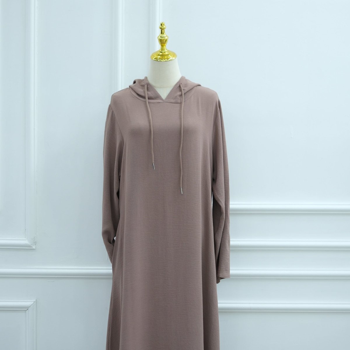 Ice Silk Crinkle Hooded Dress with Pockets(MA393)