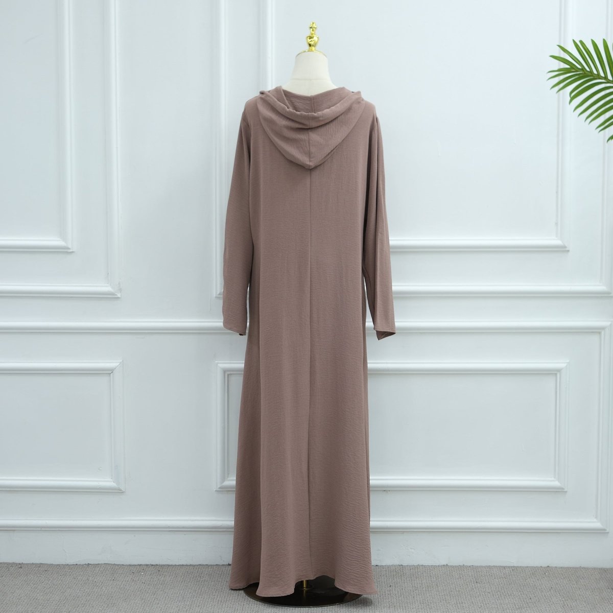 Ice Silk Crinkle Hooded Dress with Pockets(MA393)