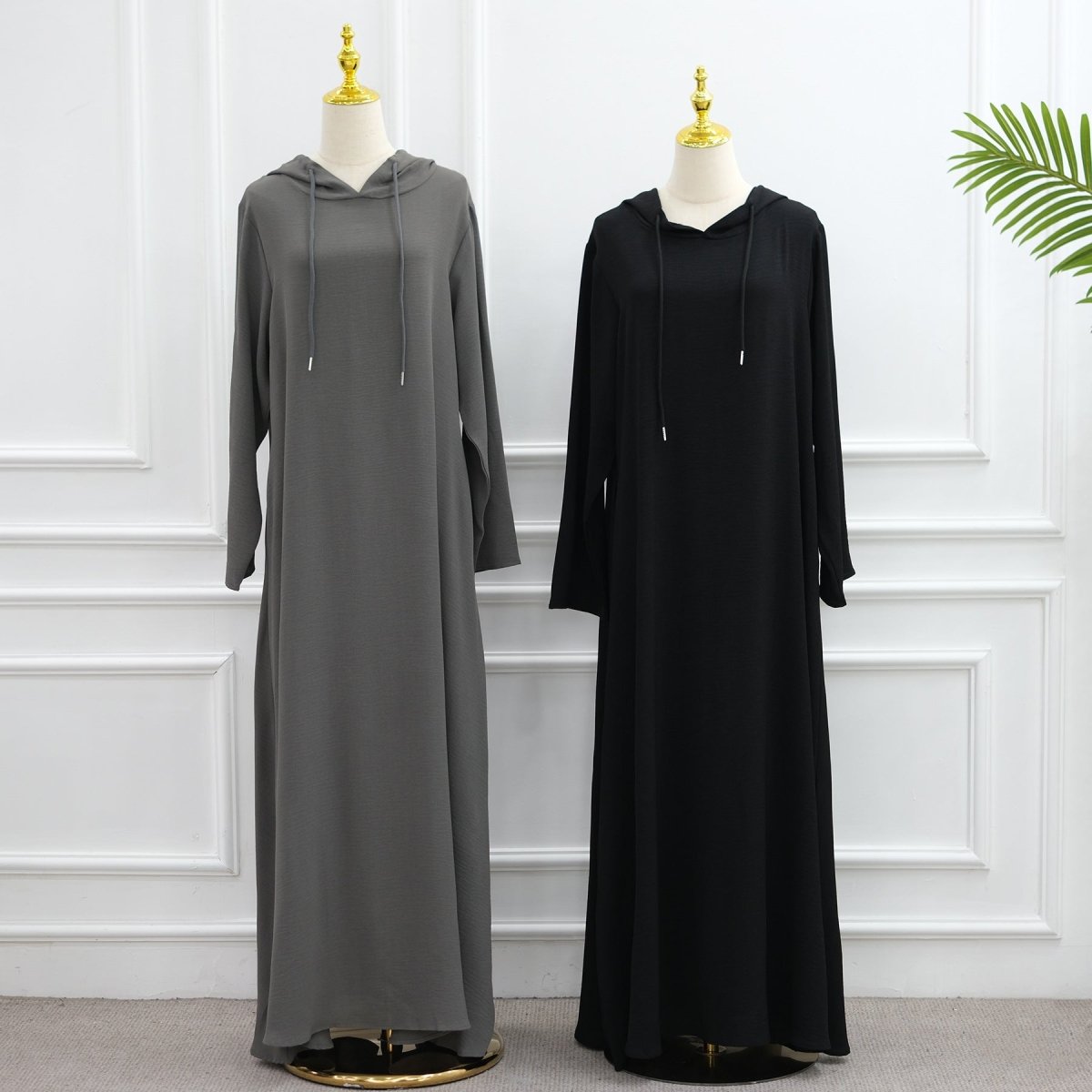 Ice Silk Crinkle Hooded Dress with Pockets(MA393)