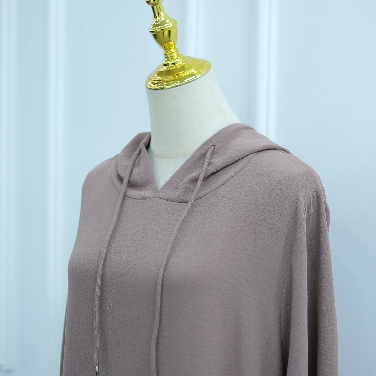Ice Silk Crinkle Hooded Dress with Pockets(MA393)