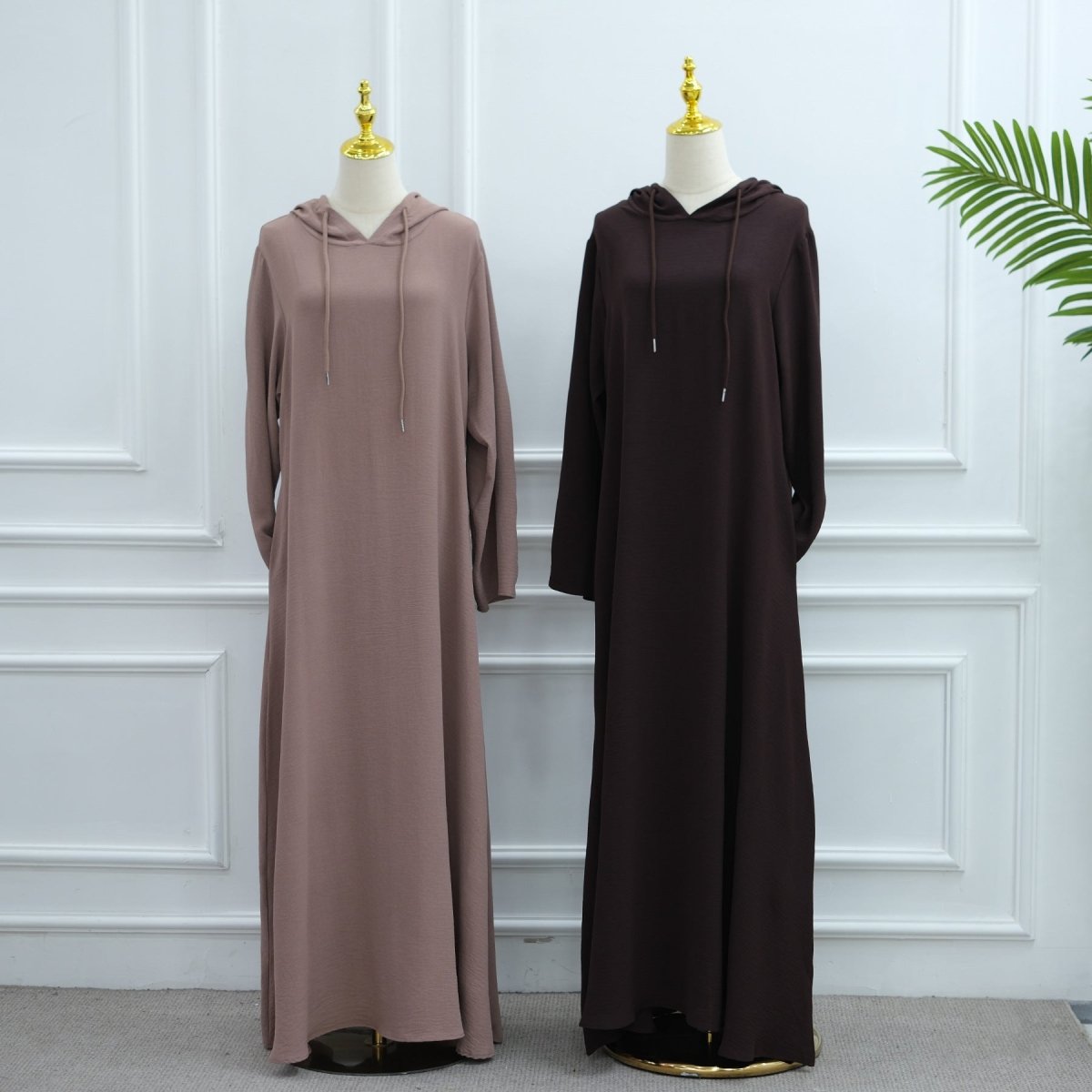 Ice Silk Crinkle Hooded Dress with Pockets(MA393)