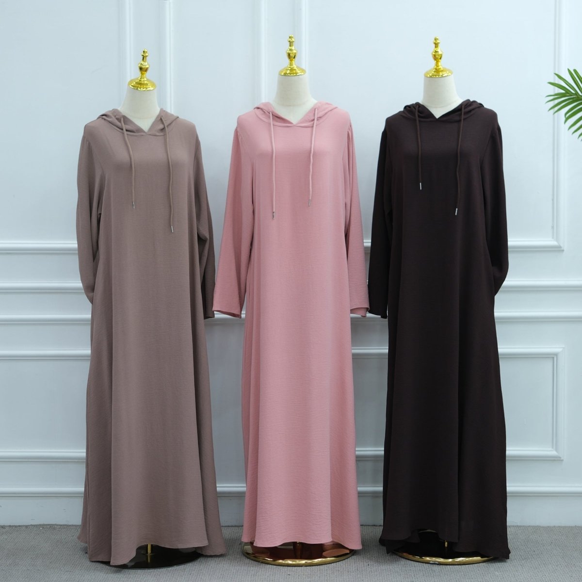 Ice Silk Crinkle Hooded Dress with Pockets(MA393)