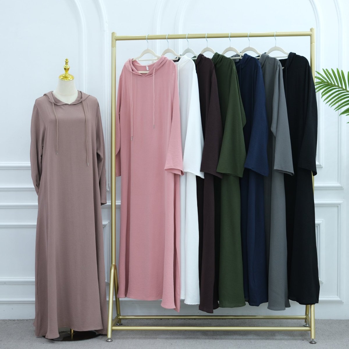 Ice Silk Crinkle Hooded Dress with Pockets(MA393)
