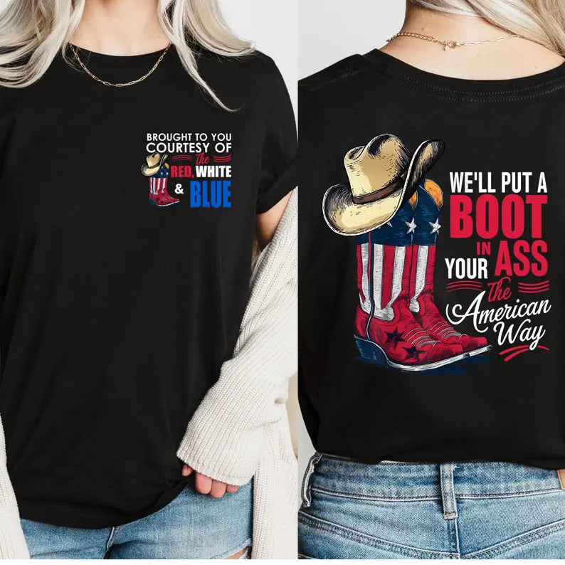 "Courtesy of the Red, White and Blue" 4th of July T-Shirt