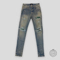AMIRI MX1 PLAID JEANS - CLAY INDIGO/GREEN