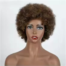 Short Afro Curly Human Hair Full Machine Wigs for Women 150% Density Short Hair Pixie Cut Wig Remy Human Hair Afro Wig For Black Women Gifts for Girlfriends