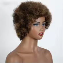 Short Afro Curly Human Hair Full Machine Wigs for Women 150% Density Short Hair Pixie Cut Wig Remy Human Hair Afro Wig For Black Women Gifts for Girlfriends
