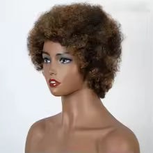 Short Afro Curly Human Hair Full Machine Wigs for Women 150% Density Short Hair Pixie Cut Wig Remy Human Hair Afro Wig For Black Women Gifts for Girlfriends