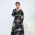 Ink Floral Satin Maxi Dress(MA434)