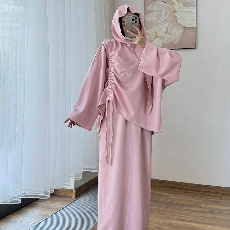 Integrated Hijab Hoodie & Maxi Skirt Set(MS194)