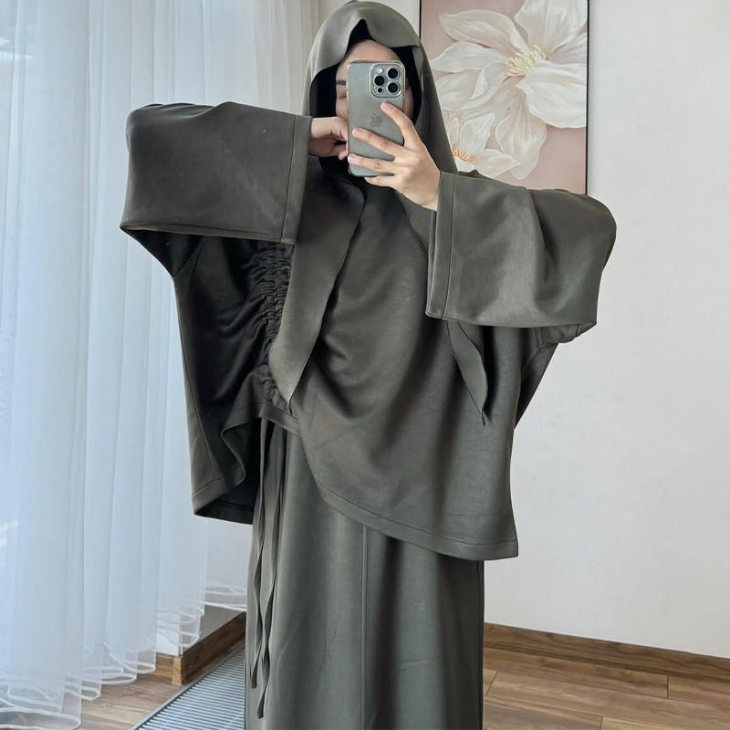 Integrated Hijab Hoodie & Maxi Skirt Set(MS194)