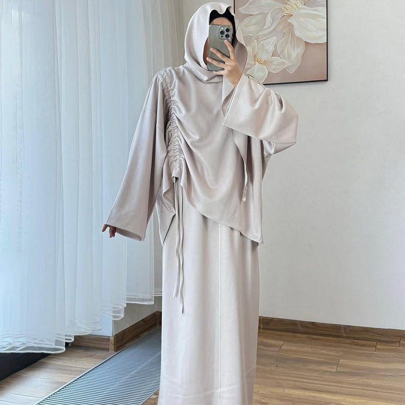Integrated Hijab Hoodie & Maxi Skirt Set(MS194)