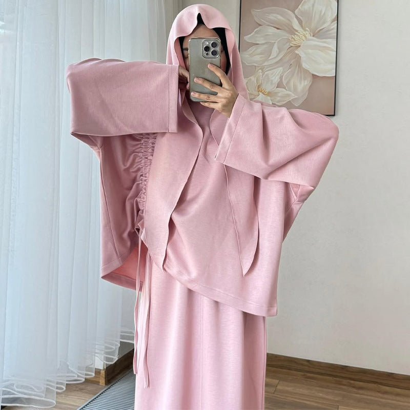 Integrated Hijab Hoodie & Maxi Skirt Set(MS194)