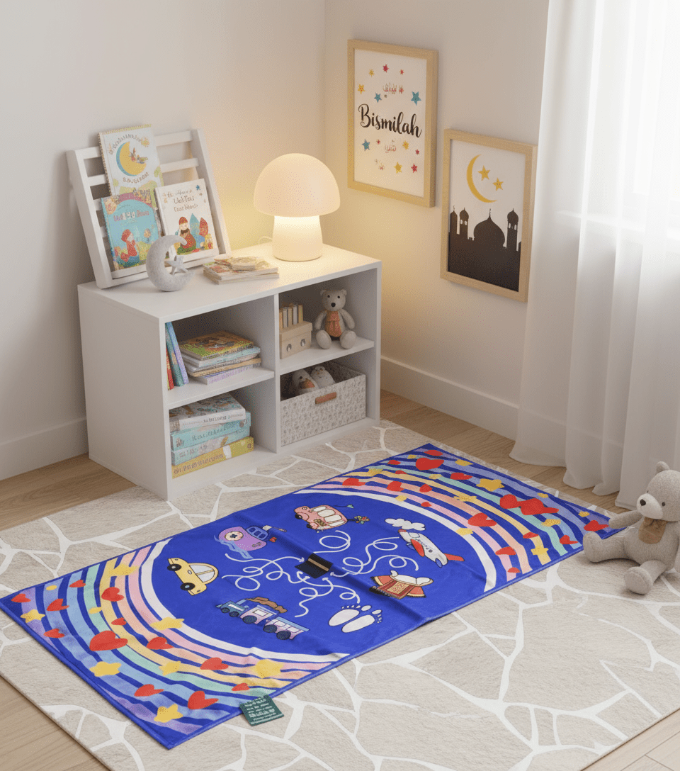 Interactive Kids Prayer Mat | Islamic Illustrated Prayer Mat For Muslim Kids (MR084)