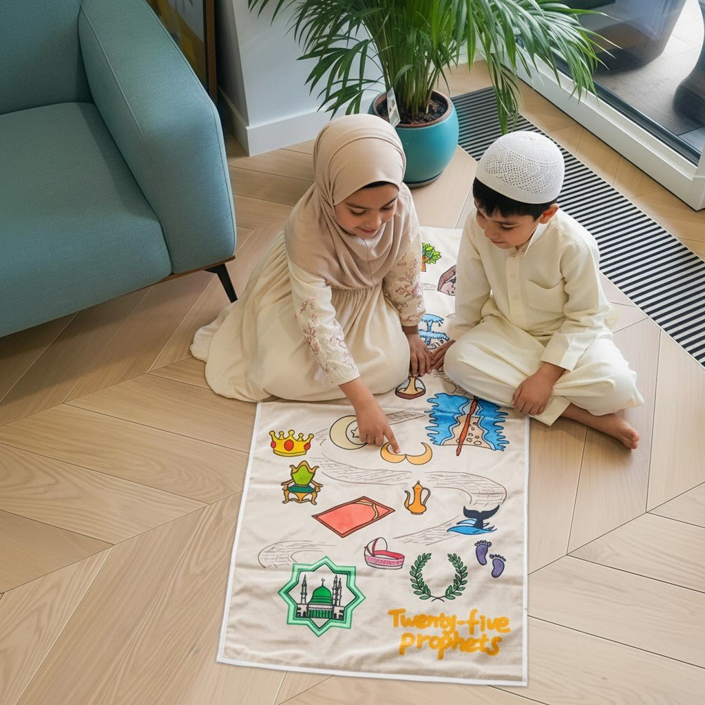 Interactive Kids Prayer Mat | Islamic Illustrated Prayer Mat For Muslim Kids (MR084)