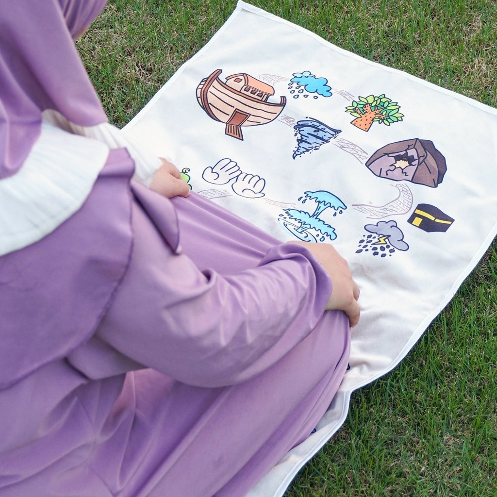 Interactive Kids Prayer Mat | Islamic Illustrated Prayer Mat For Muslim Kids (MR084)