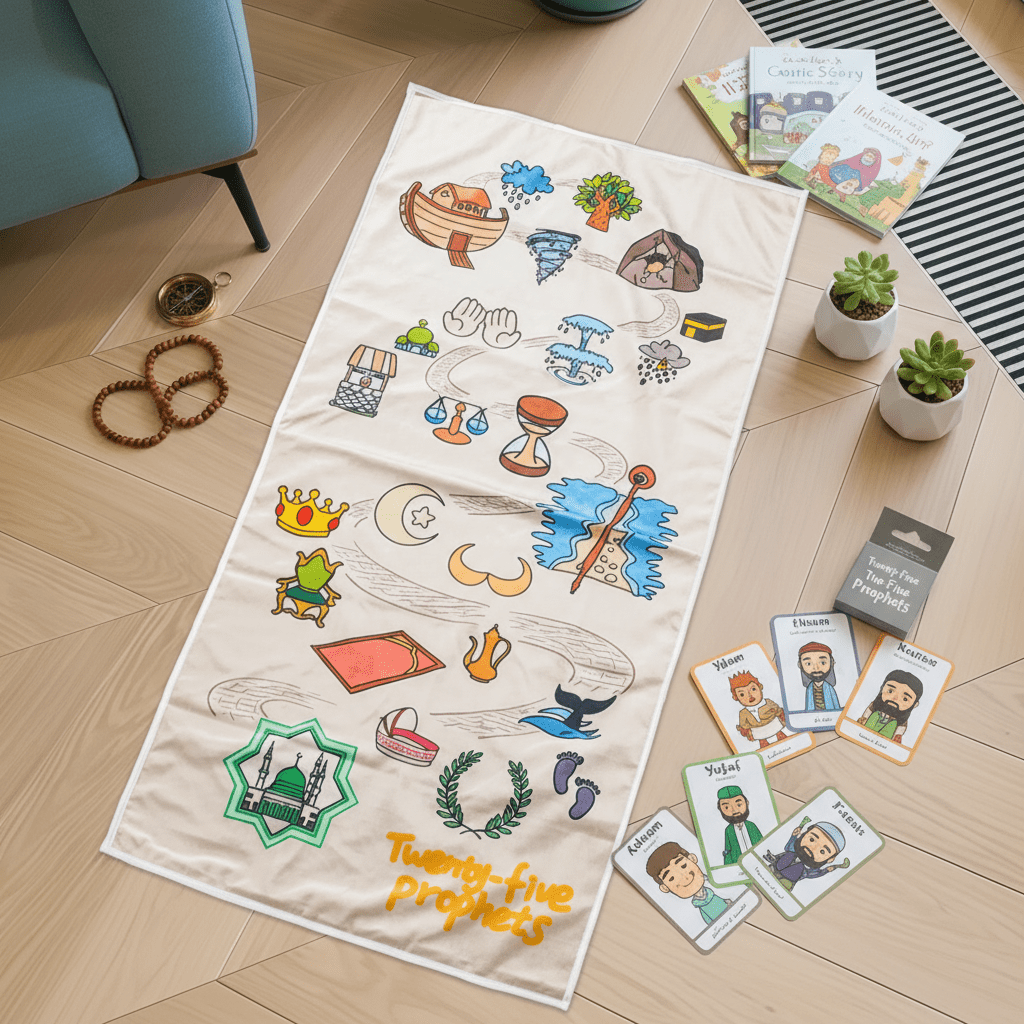 Interactive Kids Prayer Mat | Islamic Illustrated Prayer Mat For Muslim Kids (MR084)