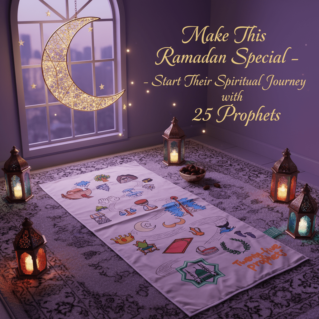 Interactive Kids Prayer Mat | Islamic Illustrated Prayer Mat For Muslim Kids (MR084)
