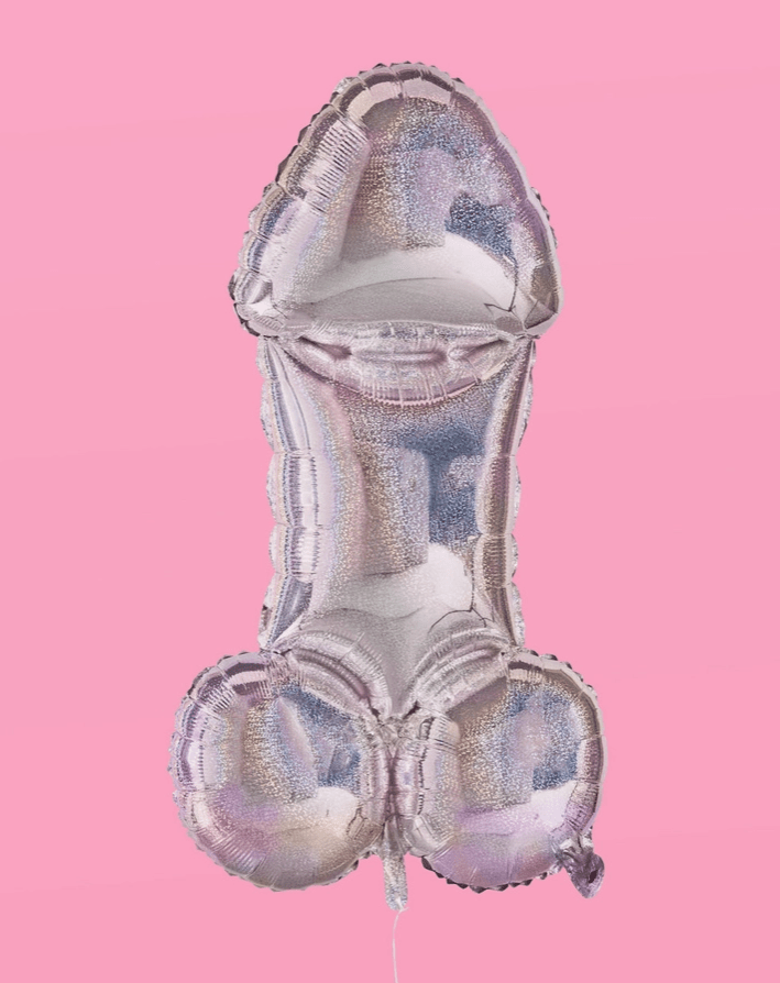 Iridescent Silver 40" Penis Balloon