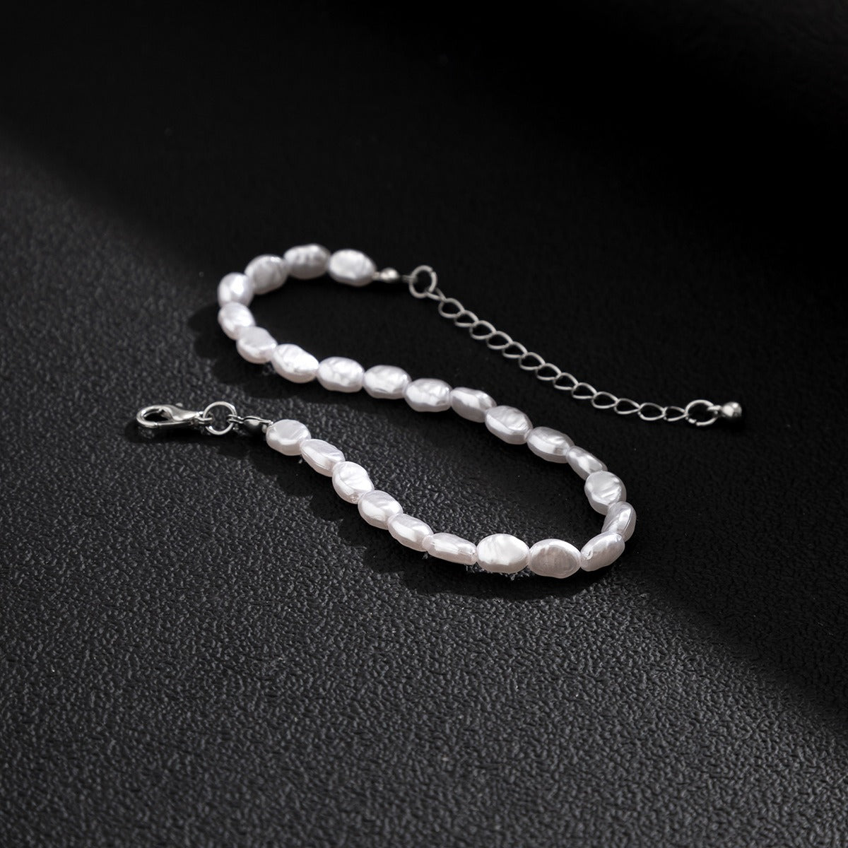 Irregular Freshwater Pearl Baroque Bracelet with Silver Clasp (MAC252)