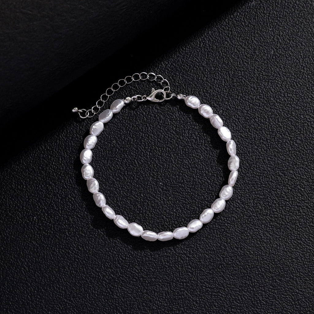 Irregular Freshwater Pearl Baroque Bracelet with Silver Clasp (MAC252)