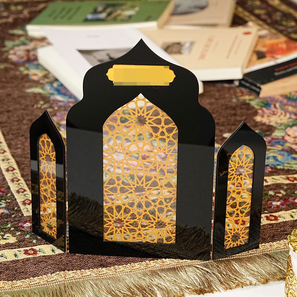 Islamic Acrylic Folding Screen Hollow Pattern Desktop Decor (MAC402)