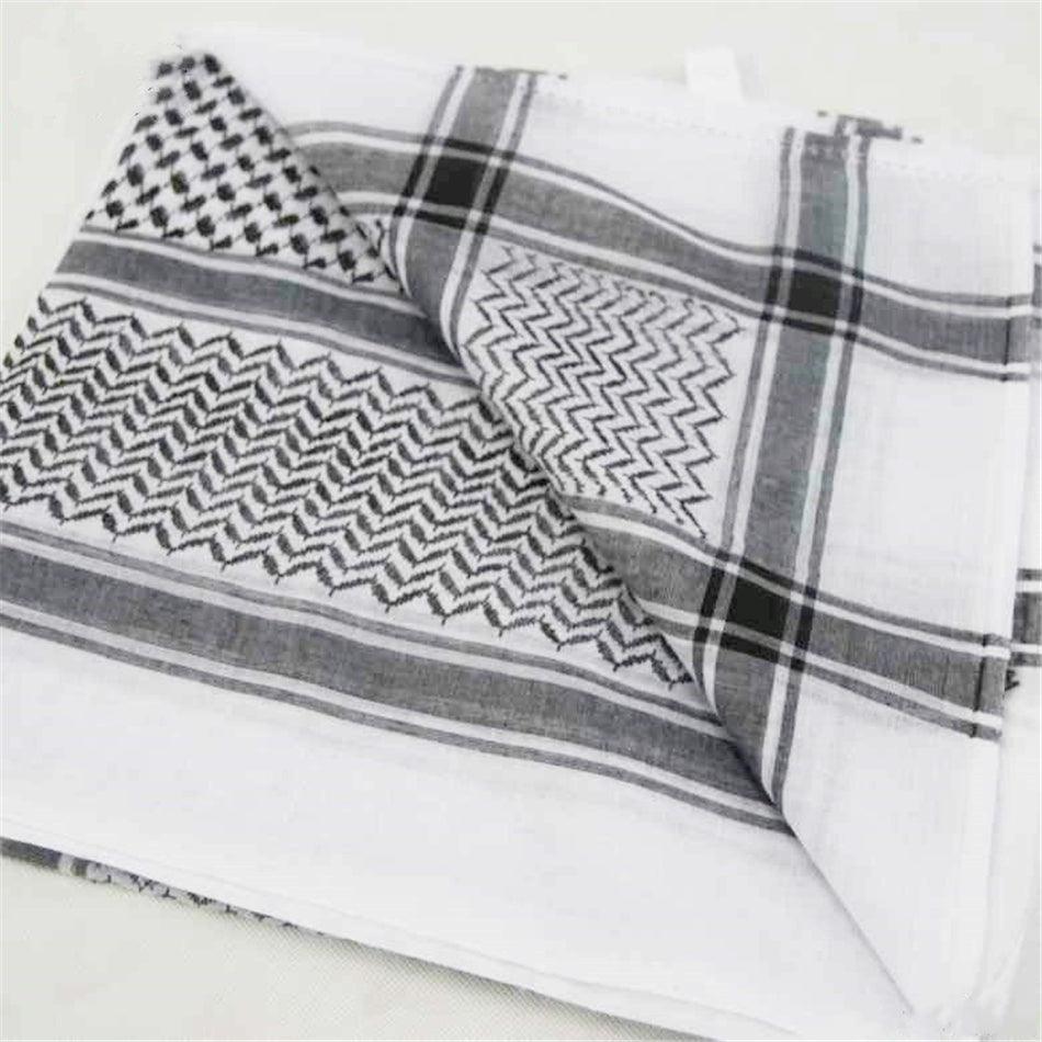 Islamic Men Traditional Costumes Men Plaid Hat Head Scarf Turban Muslim Hijabs Ramadan Pray Caps Unisex Scarves Tassel Desert Arab Keffiyeh Shawl Scarf Military Shemagh Tactical Desert Keffiyeh Head Neck Scarf Arab Wrap with Tassel