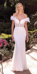 Cinderella Divine J824W Off the Shoulder Glimmering Bridal Gown