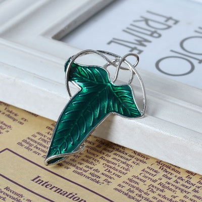 Elven Leaf Brooch & Pendant Set — 2-Pack in Enchanted Green & Silver