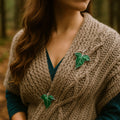 Elven Leaf Brooch & Pendant Set — 2-Pack in Enchanted Green & Silver
